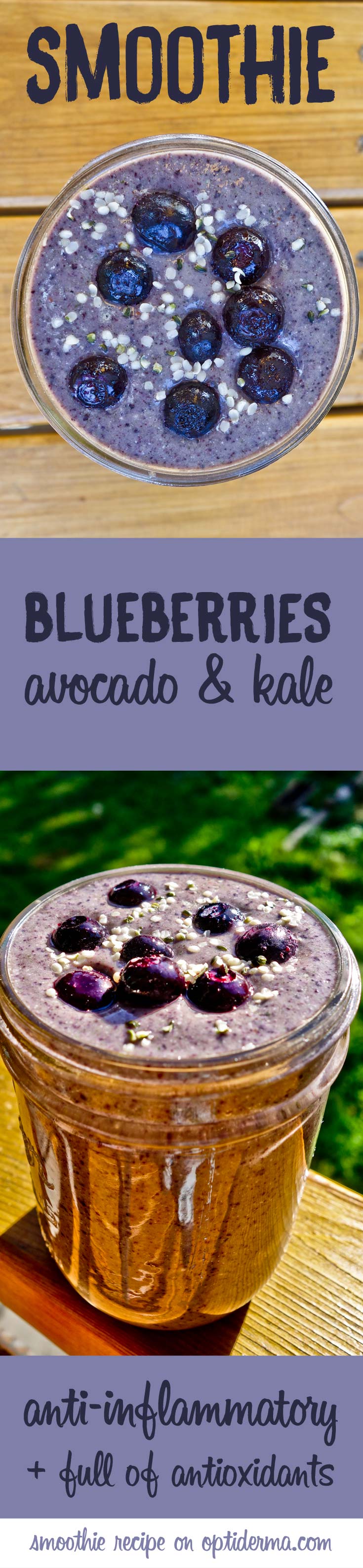 Anti-inflammatory smoothie: blueberries, avocado, kale