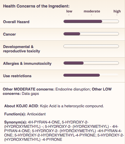 Kojic acid health concerns